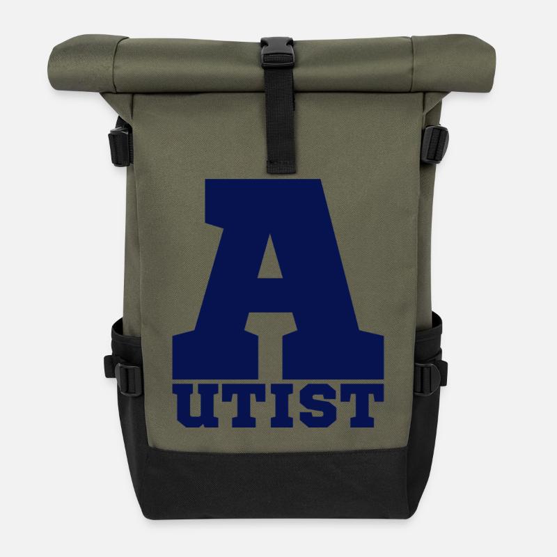 autistique - Sac à dos roll top - olive/noir