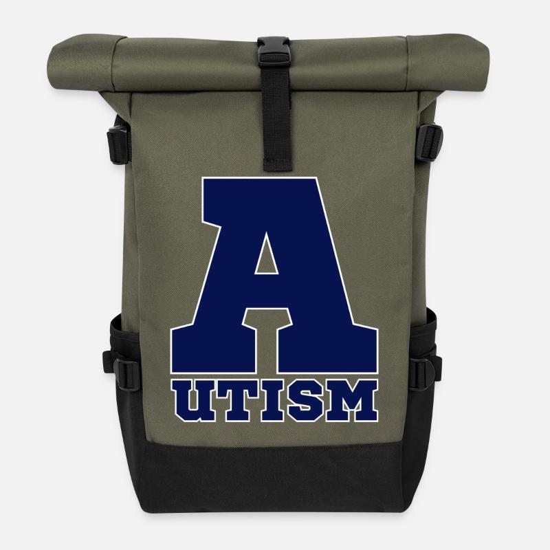 Autisme - Sac à dos roll top - olive/noir