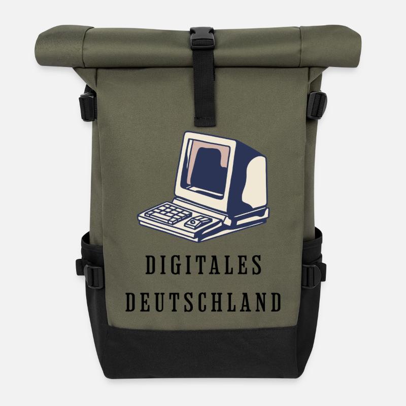 Retro-Computer im 80er Stil Digitales Deutschland - Rolltop Rucksack - Olive/Schwarz