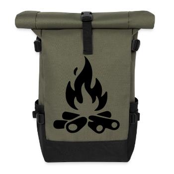 Bois de chauffage pour feu de camp - Sac à dos roll top - olive/noir - Devant