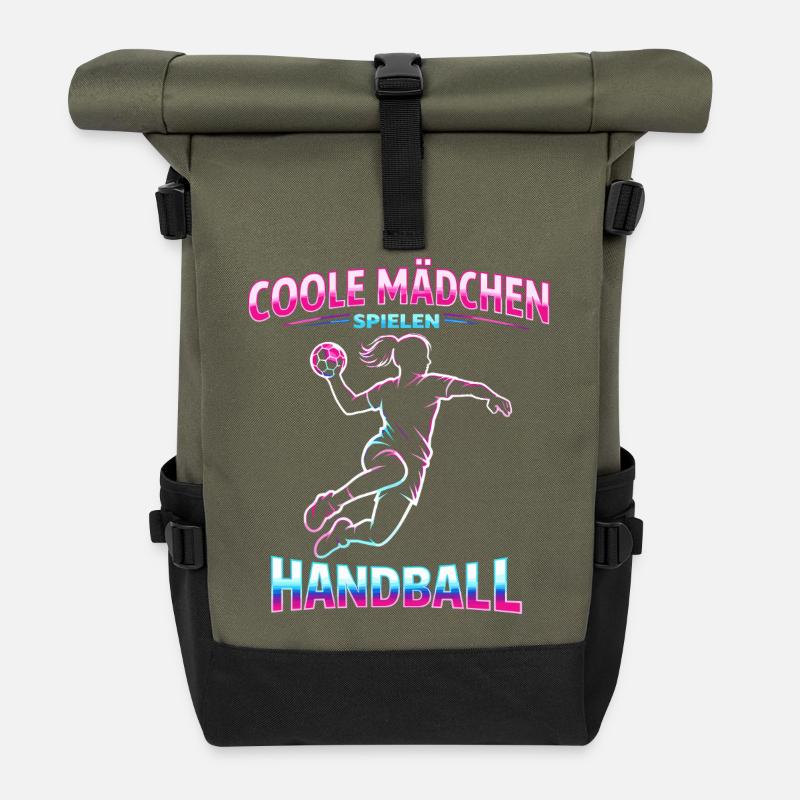 handball mädchen weihnachten geschenk - Rolltop Rucksack - Olive/Schwarz