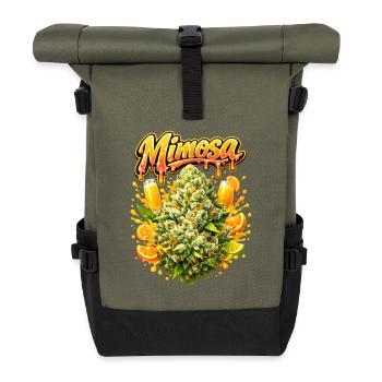 Mimosa-Graffiti-Druck - Rolltop Rucksack - Olive/Schwarz - Vorne