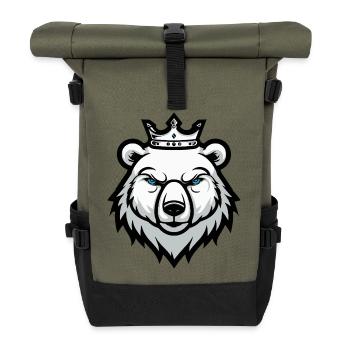 Portrait d’ours polaire Couronne tête d’ours polaire - Sac à dos roll top - olive/noir - Devant