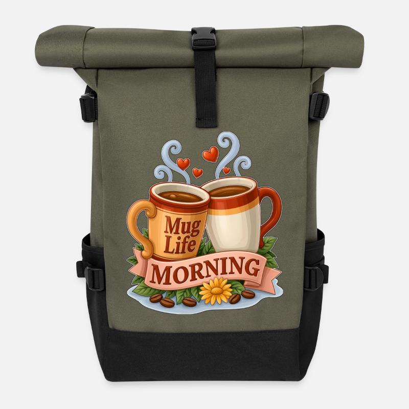 Mug Life Morgenkaffee Tassen Toast - Rolltop Rucksack - Olive/Schwarz