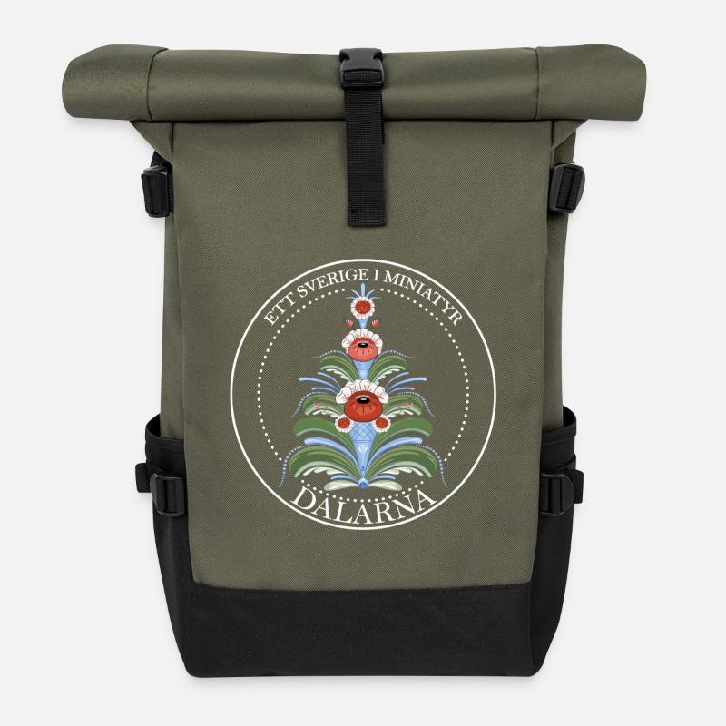 Kurdischer Dalian weißer Text - Rolltop Rucksack - Olive/Schwarz