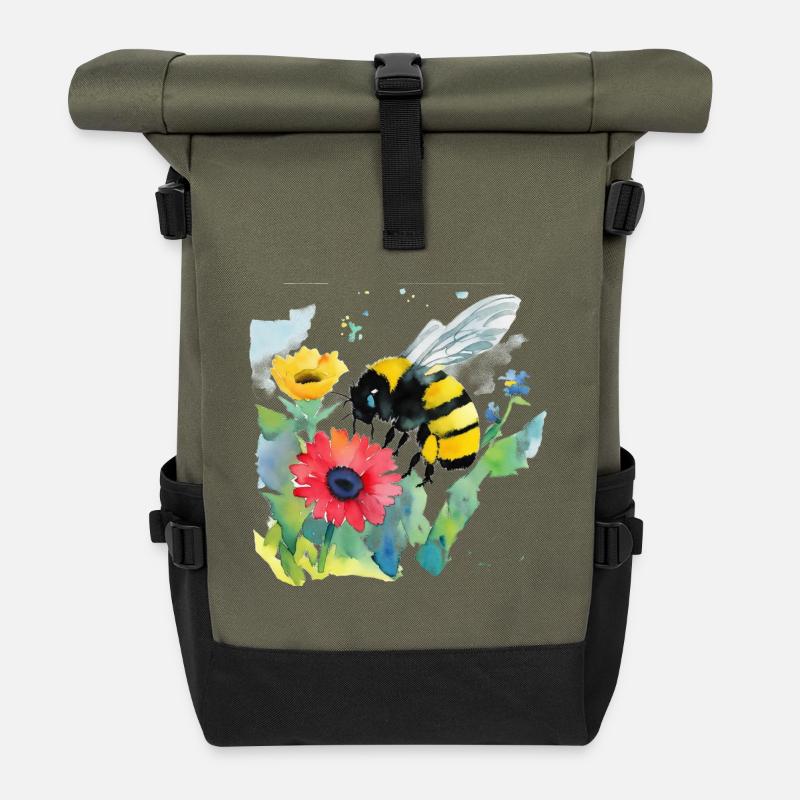 Bourdon - Sac à dos roll top - olive/noir