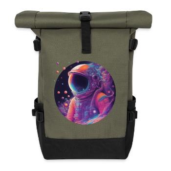 Neon astronaut in color space - Roll Top Backpack - olive/black - Front
