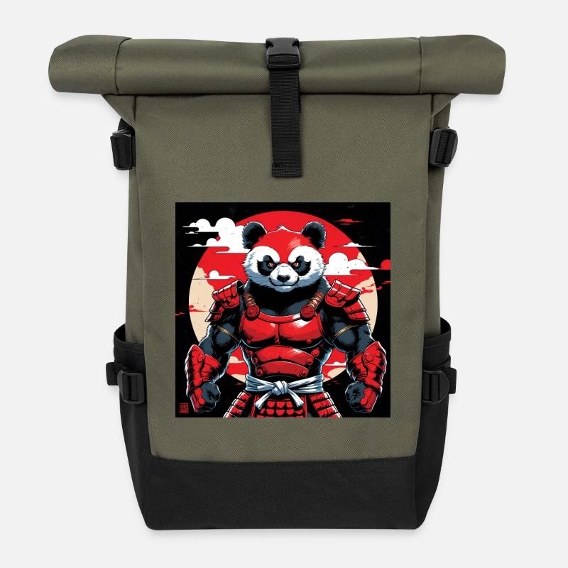 Roter Panda Zen-Geist - Rolltop Rucksack - Olive/Schwarz