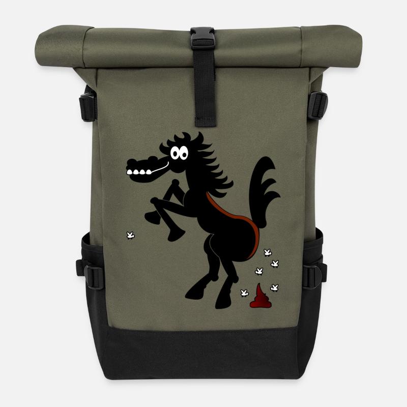 Cheval sauvage 'n mouches (ddp) - Sac à dos roll top - olive/noir