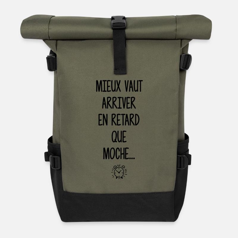 Arriver en retard - Sac à dos roll top - olive/noir