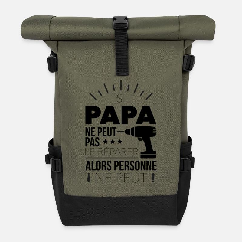 Si peut pas... - Sac à dos roll top - olive/noir