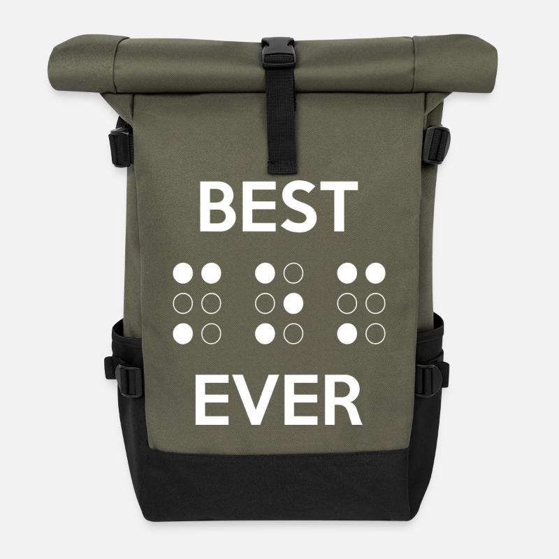 Braille Cadeau Original: Commander ici - Sac à dos roll top - olive/noir