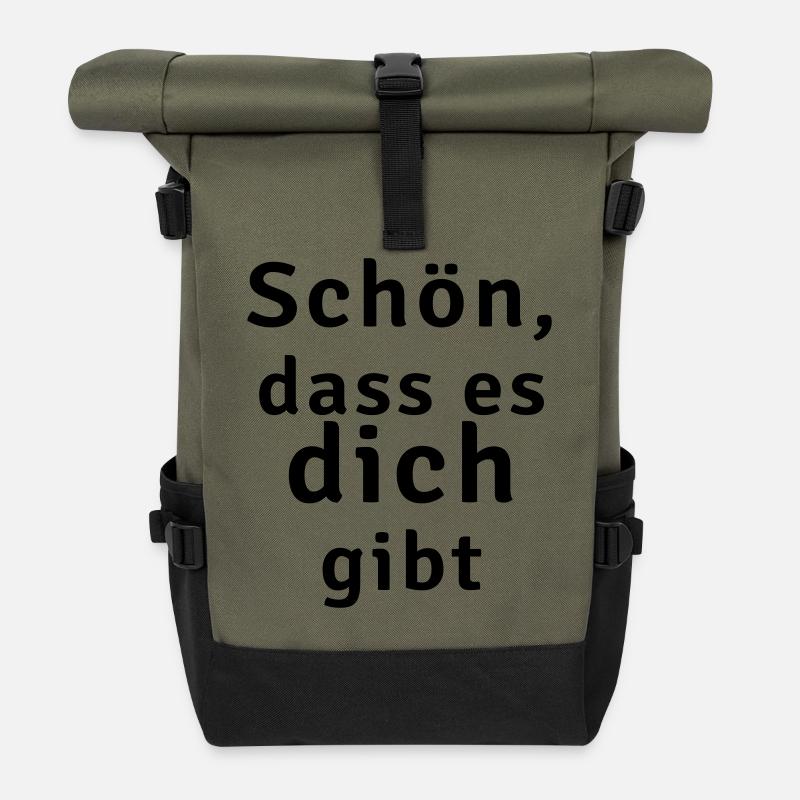 schön dass es dich gibt - Rolltop Rucksack - Olive/Schwarz