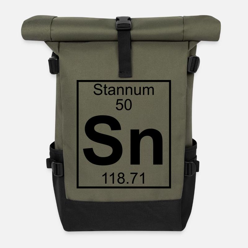 Stannum (Sn) (element 50) - Roll Top Backpack - olive/black