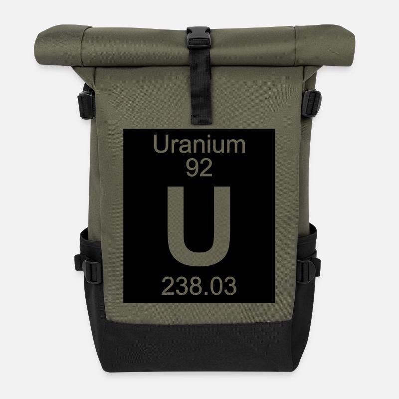 Element 92 - u (uranium) - Inverse (Full) - Rolltop Rucksack - Olive/Schwarz