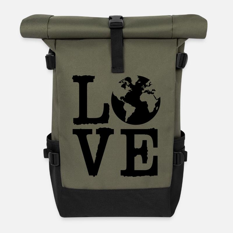 La terre d'amour - Sac à dos roll top - olive/noir