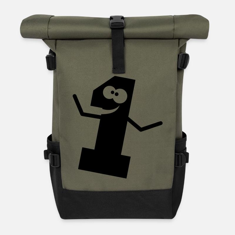 Lustige Comic 1 Eins - Rolltop Rucksack - Olive/Schwarz