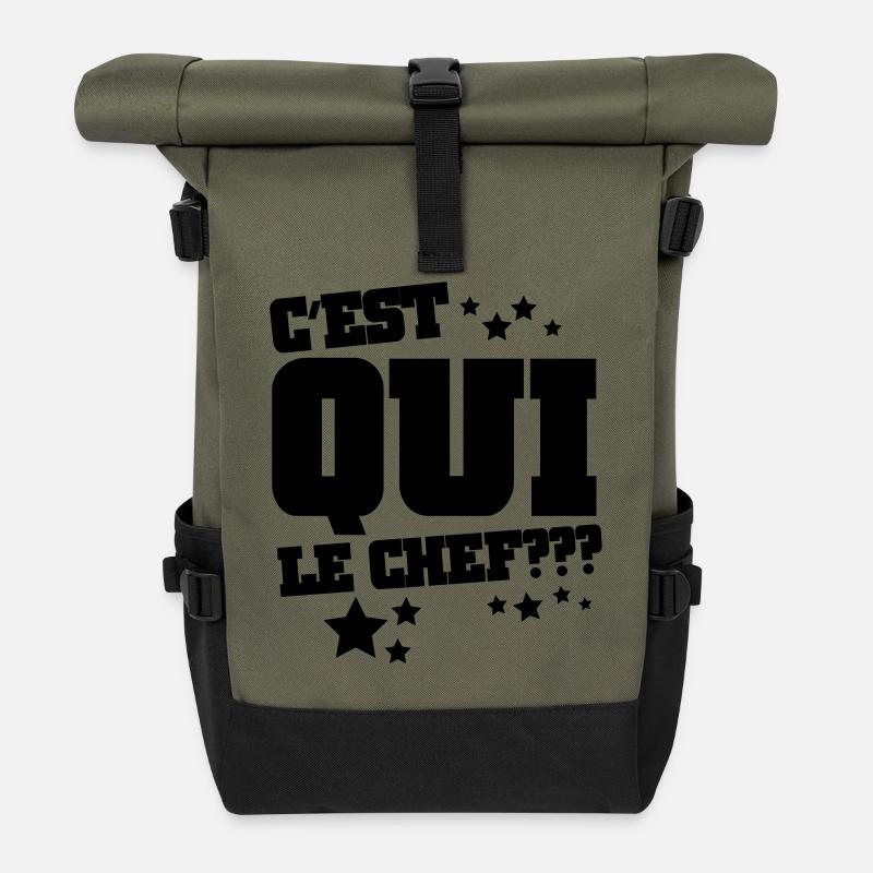 C'est qui le chef? - Sac à dos roll top - olive/noir