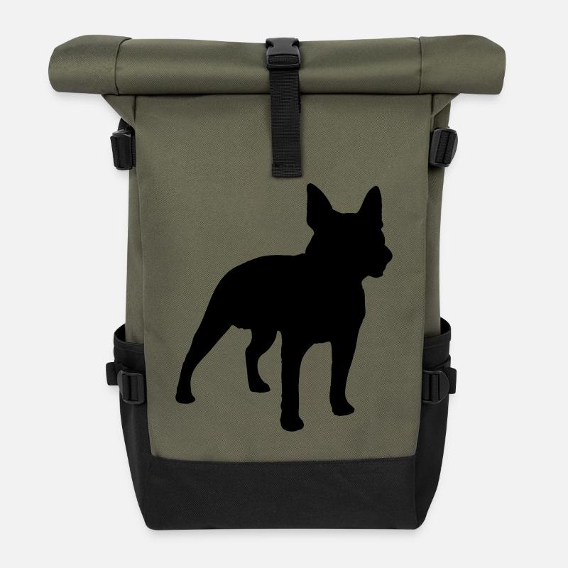 bostonterrier dog silhouette - Rolltop Rucksack - Olive/Schwarz
