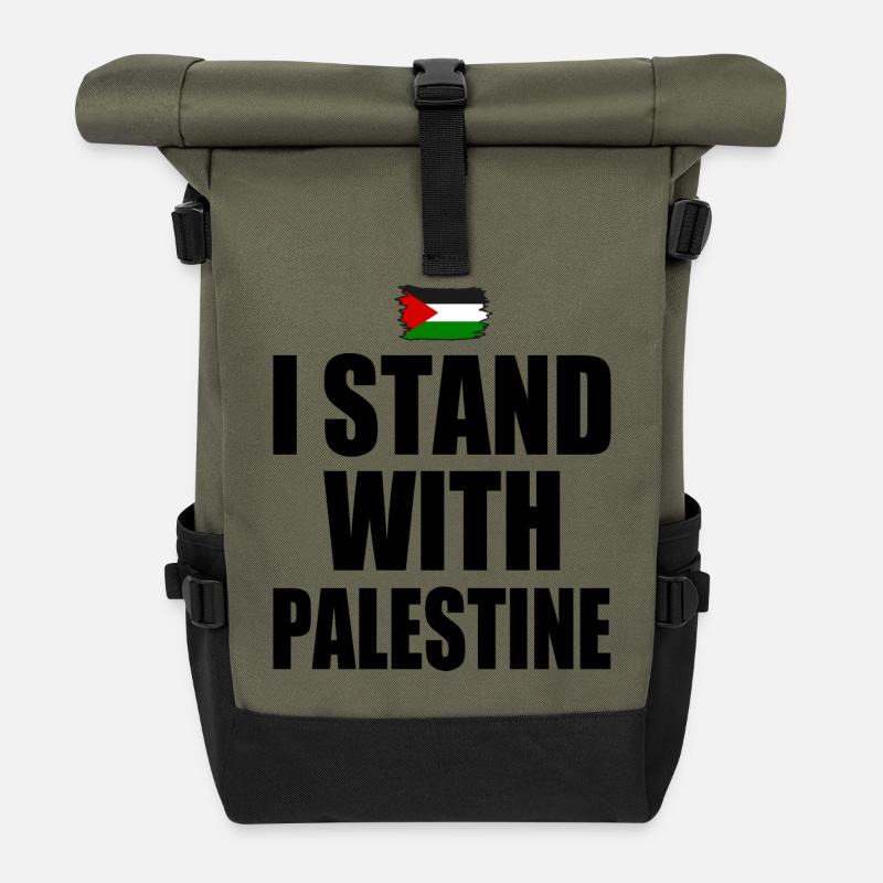 I Stand with palestine - Rolltop Rucksack - Olive/Schwarz