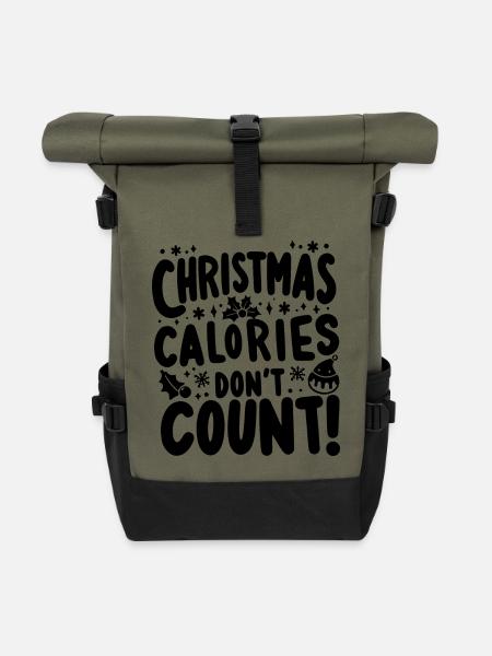 Weihnachtskalorien zählen nicht - Rolltop Rucksack - Olive/Schwarz