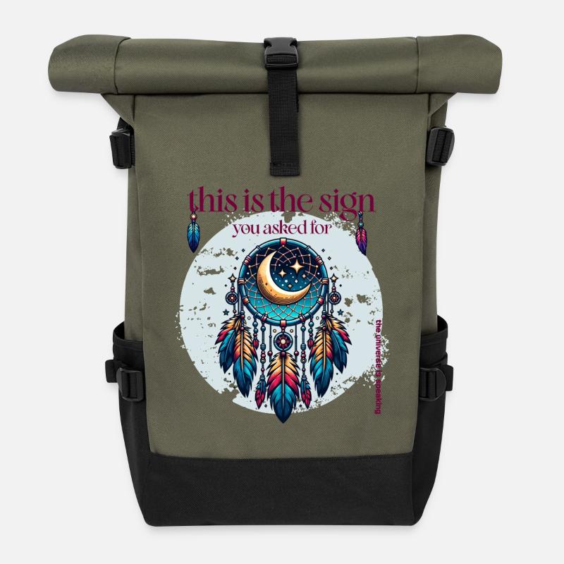 This is the sign you asked for - Traumfänger - Rolltop Rucksack - Olive/Schwarz