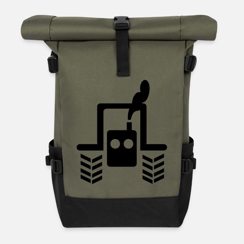 tracteur - Sac à dos roll top - olive/noir