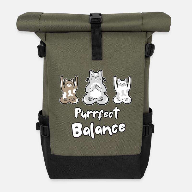 Purrfektes Gleichgewicht – CAT - Rolltop Rucksack - Olive/Schwarz