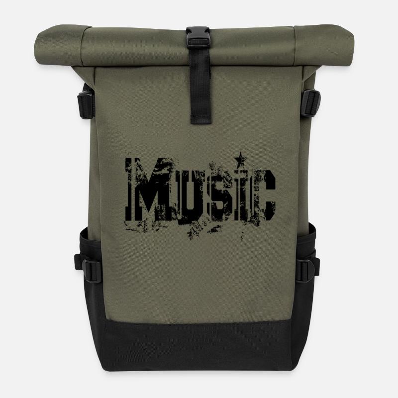 musique - Sac à dos roll top - olive/noir