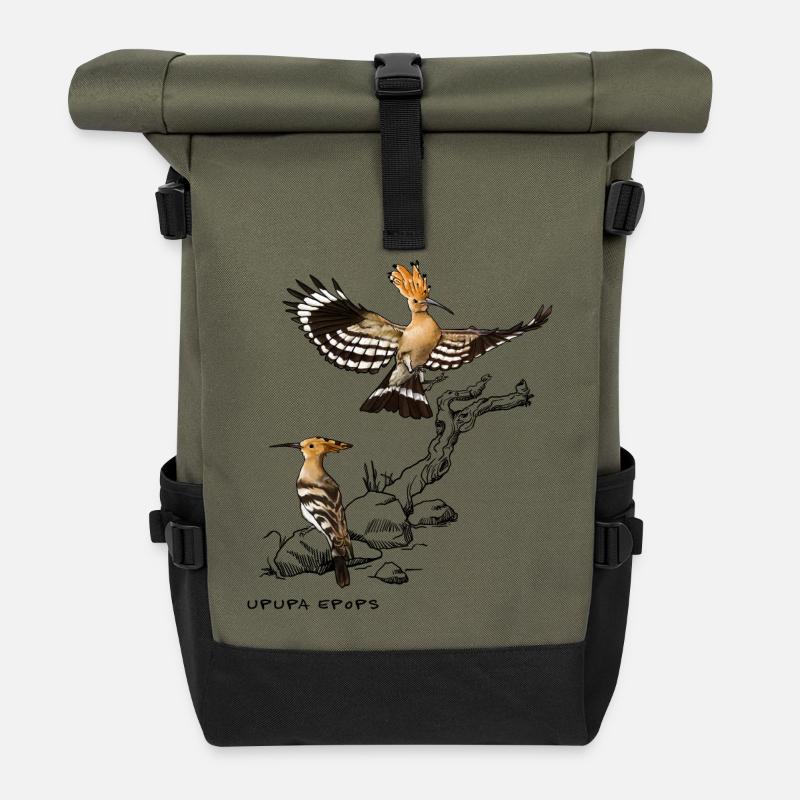 2 Wiedehopfe - Rolltop Rucksack - Olive/Schwarz