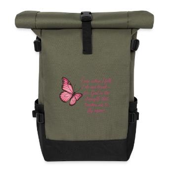 Inspirierendes Schmetterlings-Glaubens-Zitat-Design - Rolltop Rucksack - Olive/Schwarz - Vorne
