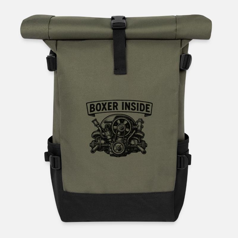 Boxer à l’intérieur - Sac à dos roll top - olive/noir