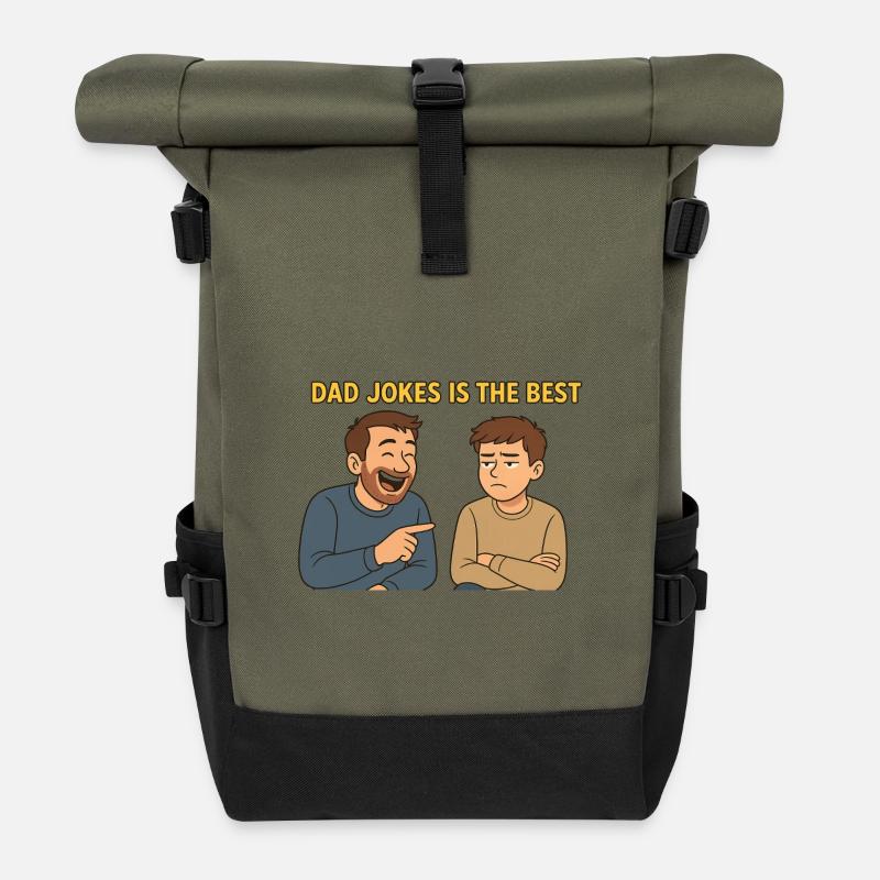 Dad Jokes are the best - Roll Top Backpack - olive/black