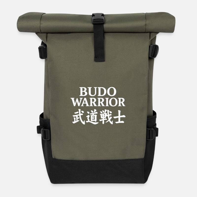 Budo Warrior Martial Arts Emblem - Roll Top Backpack - olive/black