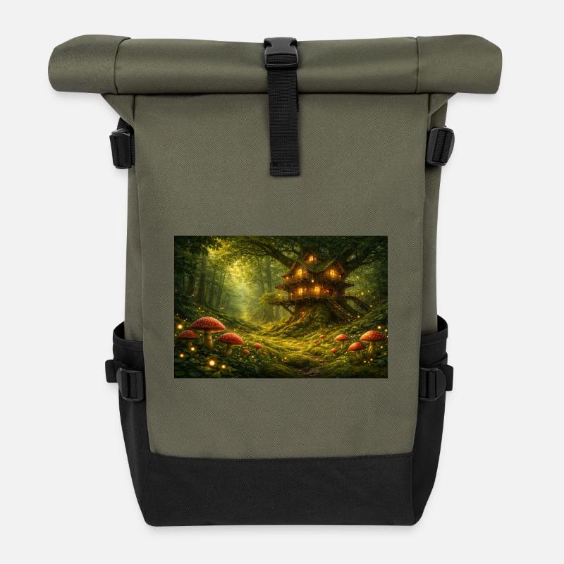 Cabane dans l’Arbre dans la Forêt des Fées - Sac à dos roll top - olive/noir