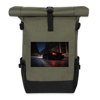 Nachtsportwagen auf der Straße - Rolltop Rucksack - Olive/Schwarz - Vorne