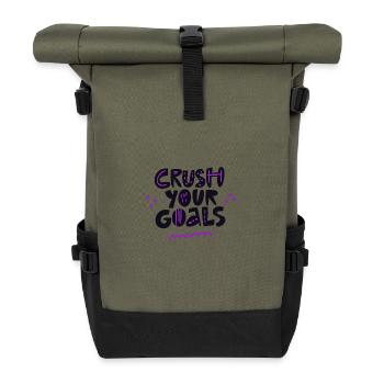 Crush Your Goals: Violet Pulse - Roll Top Backpack - olive/black - Front