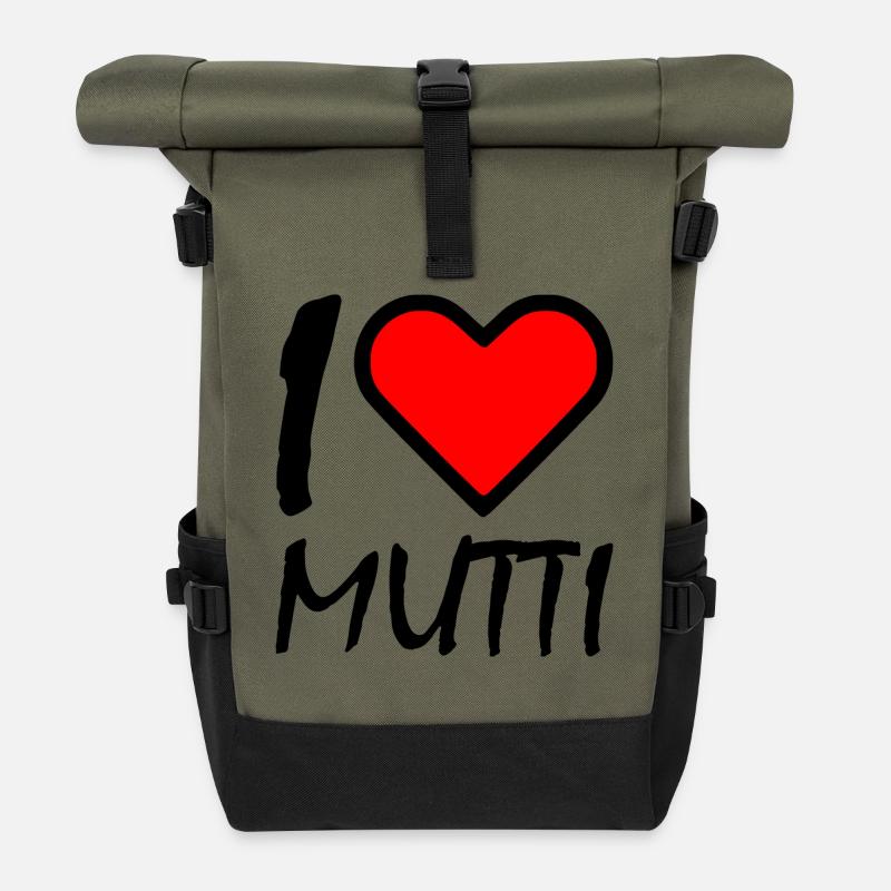 I love mutti - Rolltop Rucksack - Olive/Schwarz