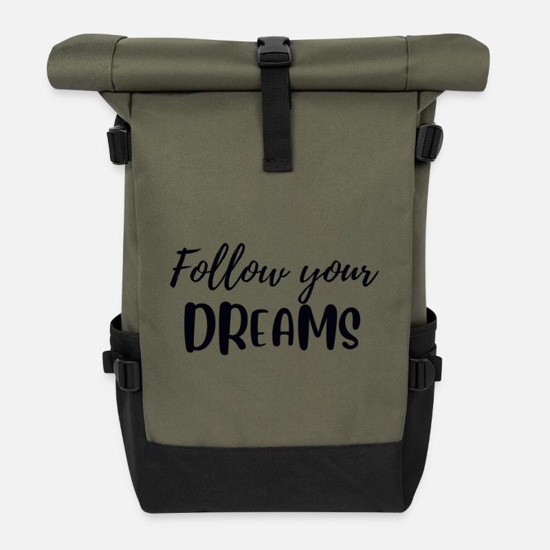 Suivez vos rêves - Sac à dos roll top - olive/noir