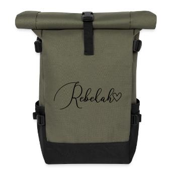 Rebekah Last Name First Name Girl - Roll Top Backpack - olive/black - Front