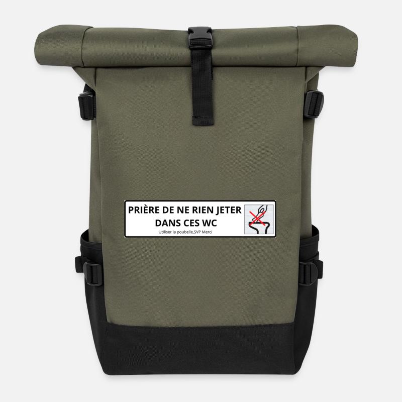 Panneau WC Propreté - Sac à dos roll top - olive/noir