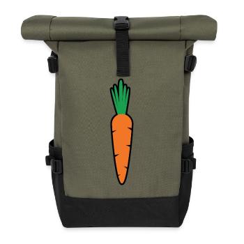 Möhre Kostüm Karneval Mohrrübe Karotten Fasching - Rolltop Rucksack - Olive/Schwarz - Vorne