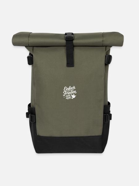 Einfach nur Frieden für alle - Rolltop Rucksack - Olive/Schwarz