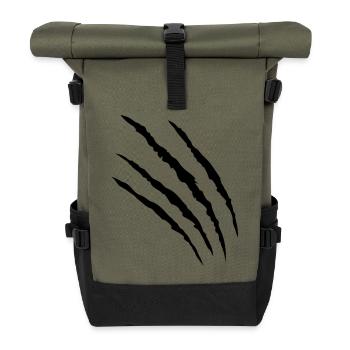 kratzer tatze klaue claws pfote - Rolltop Rucksack - Olive/Schwarz - Vorne