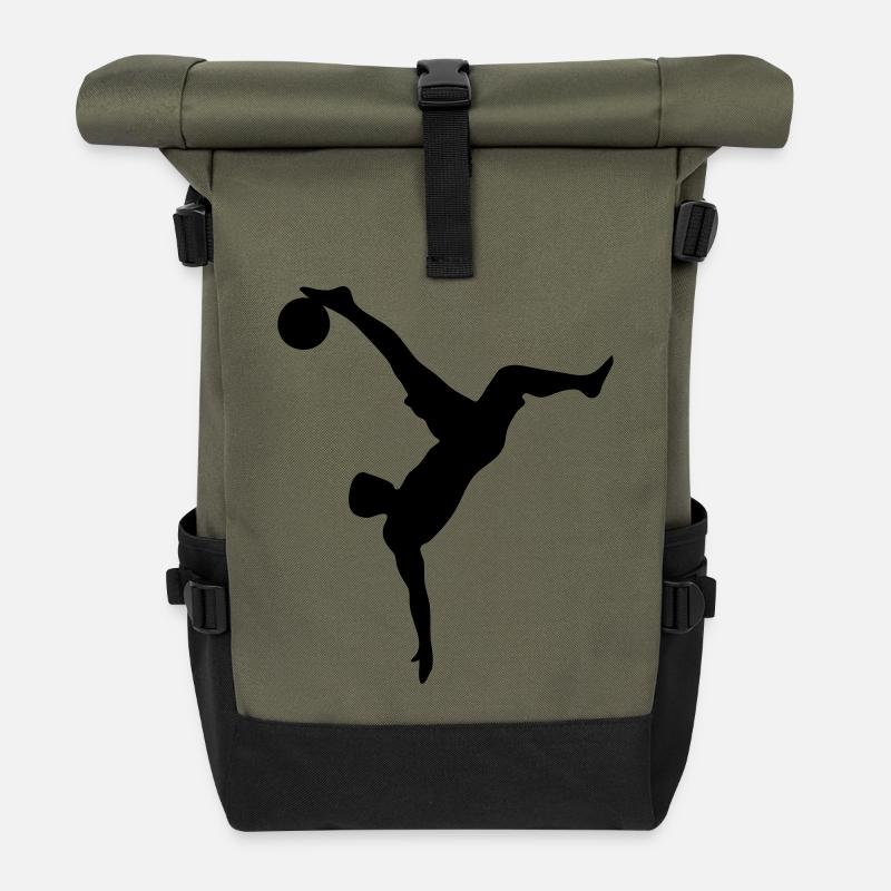 Fussball Fallrückzieher - Rolltop Rucksack - Olive/Schwarz