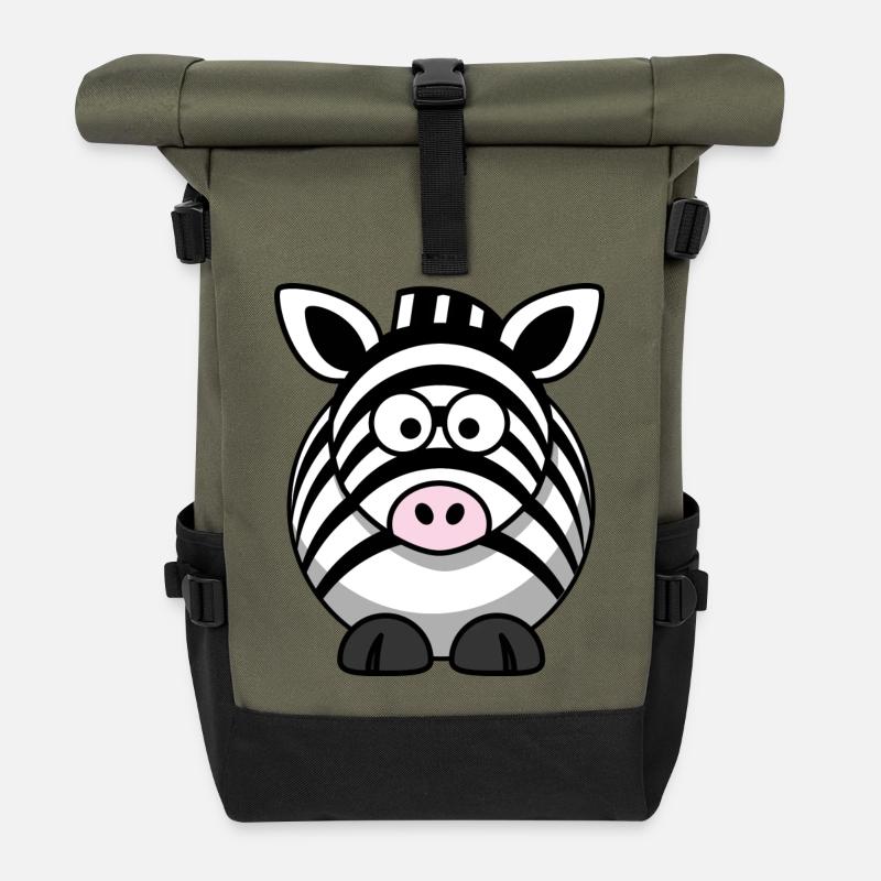 Zebra Cartoon - Sac à dos roll top - olive/noir