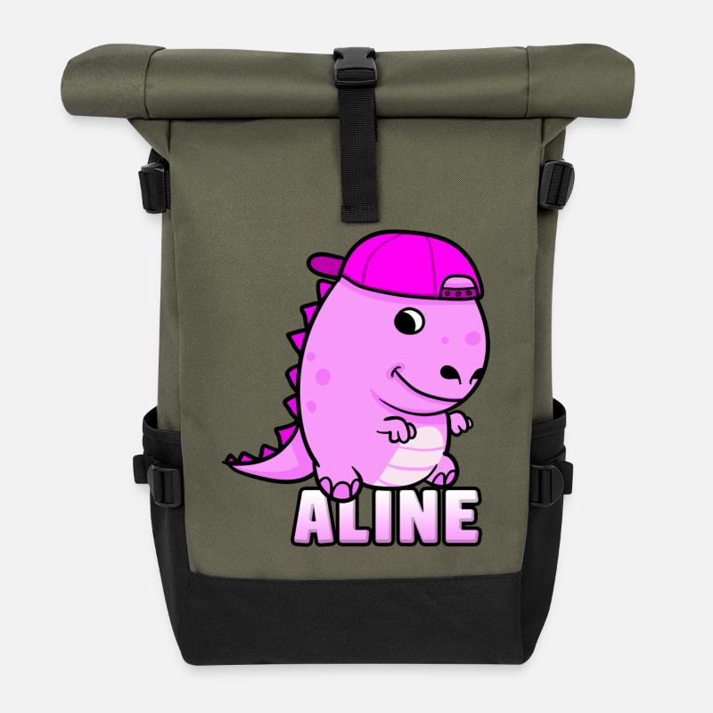 Aline birthday gift - Roll Top Backpack - olive/black