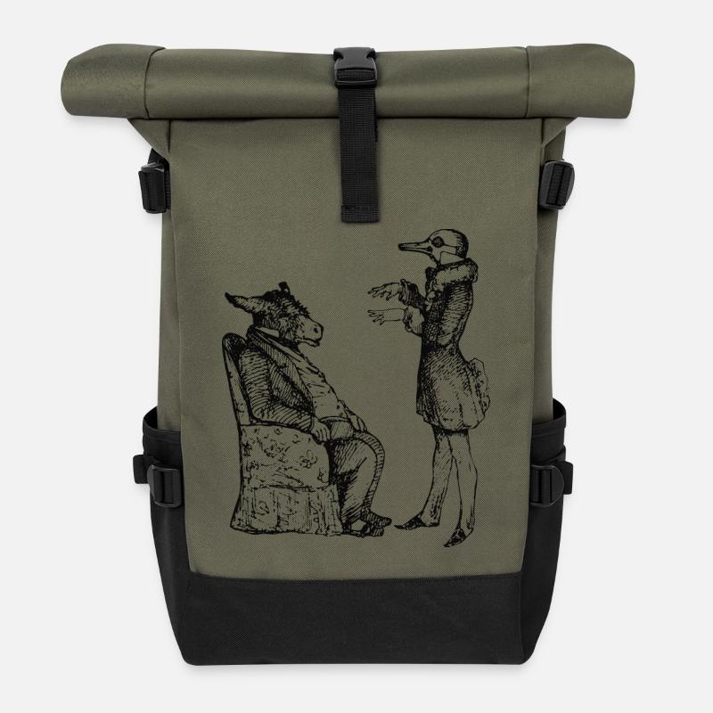 esel-ente-mann-menschlich - Rolltop Rucksack - Olive/Schwarz