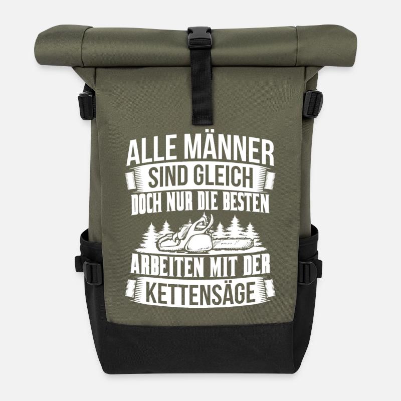 HOLZ SÄGE KETTENSÄGE GESCHENK WALD FÖRSTER BERUF - Rolltop Rucksack - Olive/Schwarz