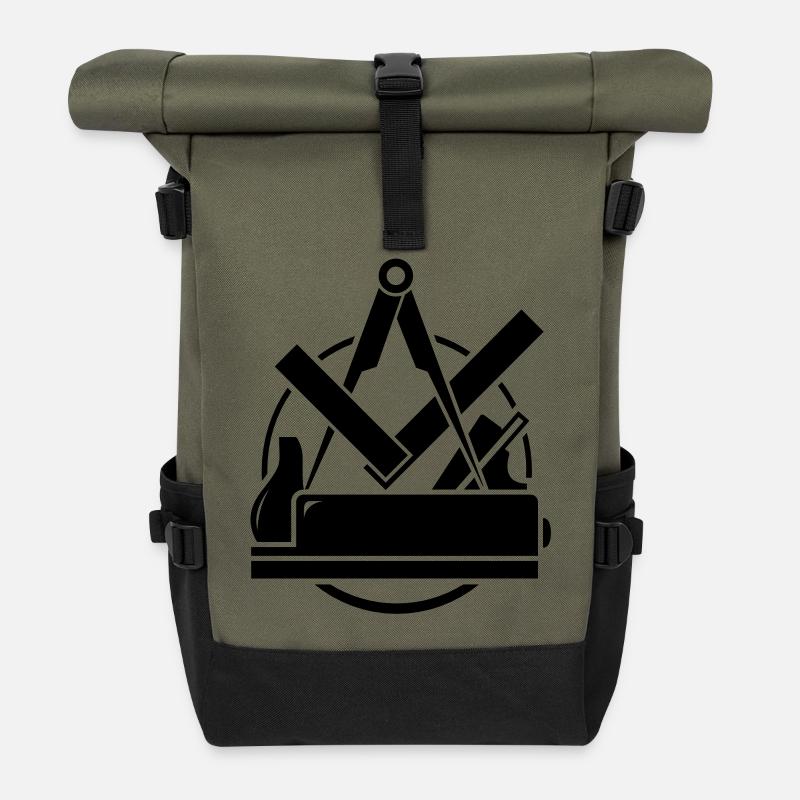 Carpenter emblem, Carpenter Logo - Roll Top Backpack - olive/black